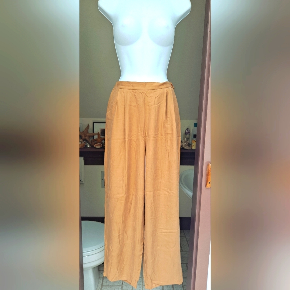 CHARTER CLUB Rust Chinos Office Pants Business Casual Pleated Trousers Wide Leg